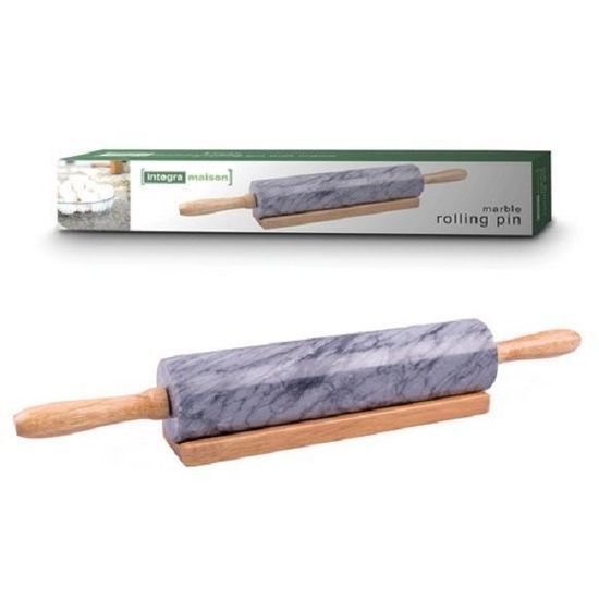 Rolling Pin With Solid Wood Base Marble Roller Home Kitchen Utensils Baking Tool