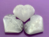 Large Size Selenite Puffy Heart Gemstone Angel Wings Flower of Life Om Lotus