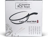 Carbon Steel Wok for Electric Induction and Gas Stoves Lid Spatula 12.5 Inches