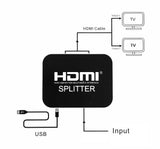 HDMI Splitter 1 in 2 Foxtel 4k 1080p Full HD TV DVD PC Video Duplicator