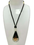 Black Tourmaline Selenite  Copper Coil Teardrop Orgonite Pendant