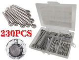 230pcs Stainless Steel Cotter Pin Assortment Set Split Pin Value Kit 6 sizes