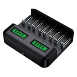 8 Slots Rechargeable Smart Battery Charger For AA/AAA/C/D LCD Display Batteries