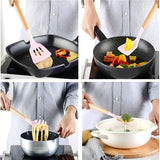 18+6 pcs Silicone Cooking Utensils Set with Wooden Handles & Holder Gadge - Pink