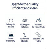 Rotatable Adjustable 360 Triangle Cleaning Mop Multifunctional Wet Dry -White