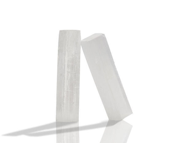 2 Pieces White Selenite Crystal Wand Rough Stick Natural Raw Healing Mineral