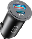 Car Charger USB C Car Charger 30W+USB A 30W QC 3.0 PD Fast Charging Dual Ports