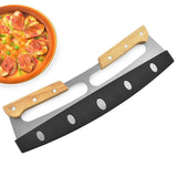 Kitchen Stainless Steel Pizza Cutter Rocker Blade Slicer 35CM  Protective Cover