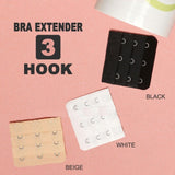 1x Clip On Bra Extender Maternity Plus Size Band Strap Extension 3 Hook Black