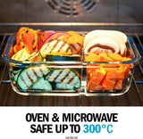 3x Meal Prep Glass 2 Compartment Food Storage Container Lunch Box Pot