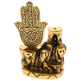 Backflow Incense Burner Hand of Fatima Gold Finish Protection Holder Home Decor