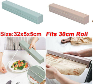 Plastic Food Wrap Dispenser Cutter Foil Cling Film Storage Holder Kitchen Pink