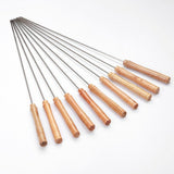 12x BBQ Metal Skewers Stainless Steel Flat Needle Barbecue Tools Kebab Stick