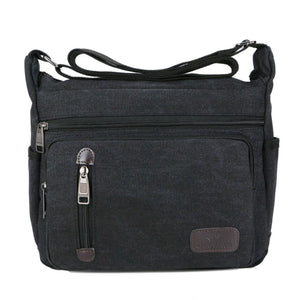 Retro Men's Canvas Shoulder Messenger Bag Crossbody Satchel Travel Bags Black