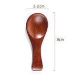 10x Mini Wooden Spoon Kitchen Spice Spoon Small Short Condiment Spoons Scoop - B