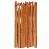 12x Bamboo Crochet Hooks Set Handle DIY Wooden Knitting Needle 3-10mm