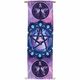 Pentacle Wall Hanging Art Banner Print on French Crepe Yoga Decor