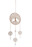 Rose Gold Spiral Crystal Charm Hanging Wind Chime Home Decor - Tree of Life