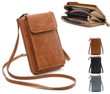 PU Leather Women Pouch Bag Mobile Phone Crossbody Shoulder Purse Wallet Black