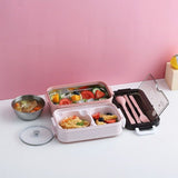 Bento Box Lunch Containers Food Microwave Stainless Portable Dinnerware Pink