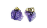 Amethyst Point 1 Pair Earring Studs Gold Gemstone Crystal Healing