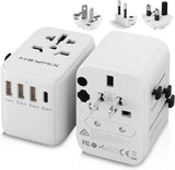 International Travel Adapter Universal Adapter Travel Plug 3-Port USB & Type-C