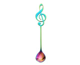 Stainless Steel Musical Notes Coffee Milk Teaspoon Ice Cream Spoon - Rainbow