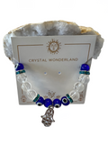 1pc Evil Eye Hamsa Hand Clear Quartz Crystals Protection Bracelet 8mm Healing