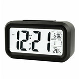 Digital Bedside LED Snooze Alarm Clock Time Temperature Day/Night Desktop Black