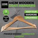 6PK Coat Hangers Wooden Swivel Hook Hanging Home Master Rod Anti-Slip