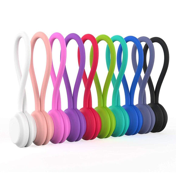 12pcs Organiser Magnetic Cable ties Holder Clip Winder Headphone Earphone Cord