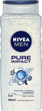 NIVEA MEN Pure Impact 3-IN-1 Shower Gel Body Wash 500ml Exfoliating Body Wash