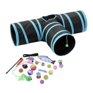 21Pcs Set Pet Tri Cat Tunnel   Catnip Pet Toys Mouse Ball Stick Playground