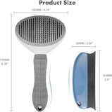 Pet Grooming Brush Cat Dog Long Short Hair Self Cleaning Slicker Shedding - Grey
