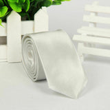 Mens Skinny Tie Plain Wedding Slim Necktie Formal Casual Narrow Party White
