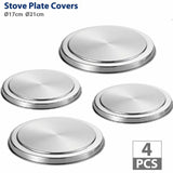 4Pcs Round Stainless Steel Electric Stove Top Burner Cooker Protection Covers