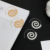 Exaggerated Large Spiral Earrings Swirl Gear Heart Shape Ear Jewelry -Silver