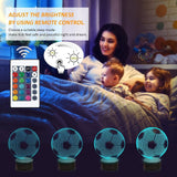 1x 3D Acrylic LED Football Soccer Night Light 16 Colors Lighting Table Bedside Lamp
