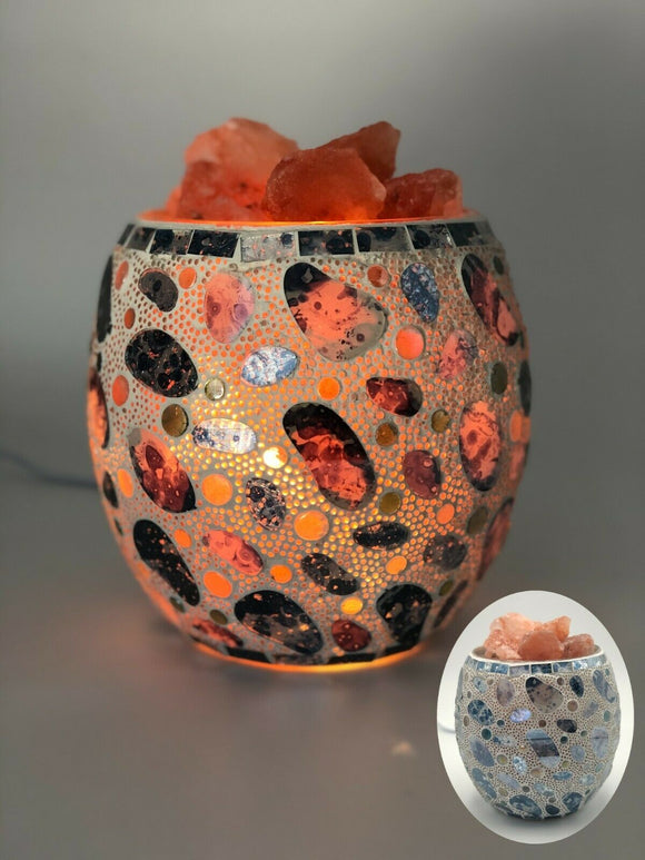 Aqua Pebble Glass Mosaic Vase Bowl Himalayan Crystal Salt Lamp Natural Rock