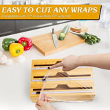 Bamboo Food Wrap Dispenser Cutter Foil Cling Film Storage Holder Box 3 Grids