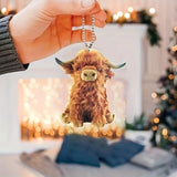 Highland Cattle Car Mounted Rearview Mirror Pendant Backpack Gift Hanging Decor
