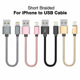 2PK Short Braided USB Charger Cable Fast Charge Cord For iPhone 25CM - Black