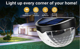 4pcs Solar Powered LED Wall Lights Door Fence Lights Outdoor Garden White Light