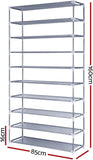 Shoe Rack 10 Tier Shelves Shoes Cabinet Storage Organiser DIY - Silver