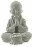 Baby Buddha Cement Candle Holder W/ White T Lite Candle