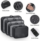 8x Storage Bag Travel Packing Pouches Luggage Organiser Clothes Suitcase - Black