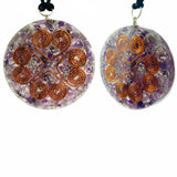Orgonite Pendant Gemstone Amethyst Heart Copper Coil Disc Reiki Energy Necklace
