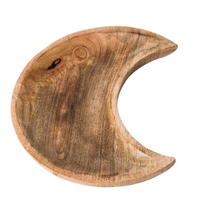 Wooden Crescent Moon 20Cm Natural Dish Bowl Trinket Tray - Crystals Jewellery