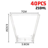 40 Pcs Round Mousse Cake Dessert Cups Clear Plastic Sample Drink Tumbler 210ml