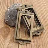 12 Pcs Brass Cabinet Drawer Label Pull File Name Card Frame Holder Handle